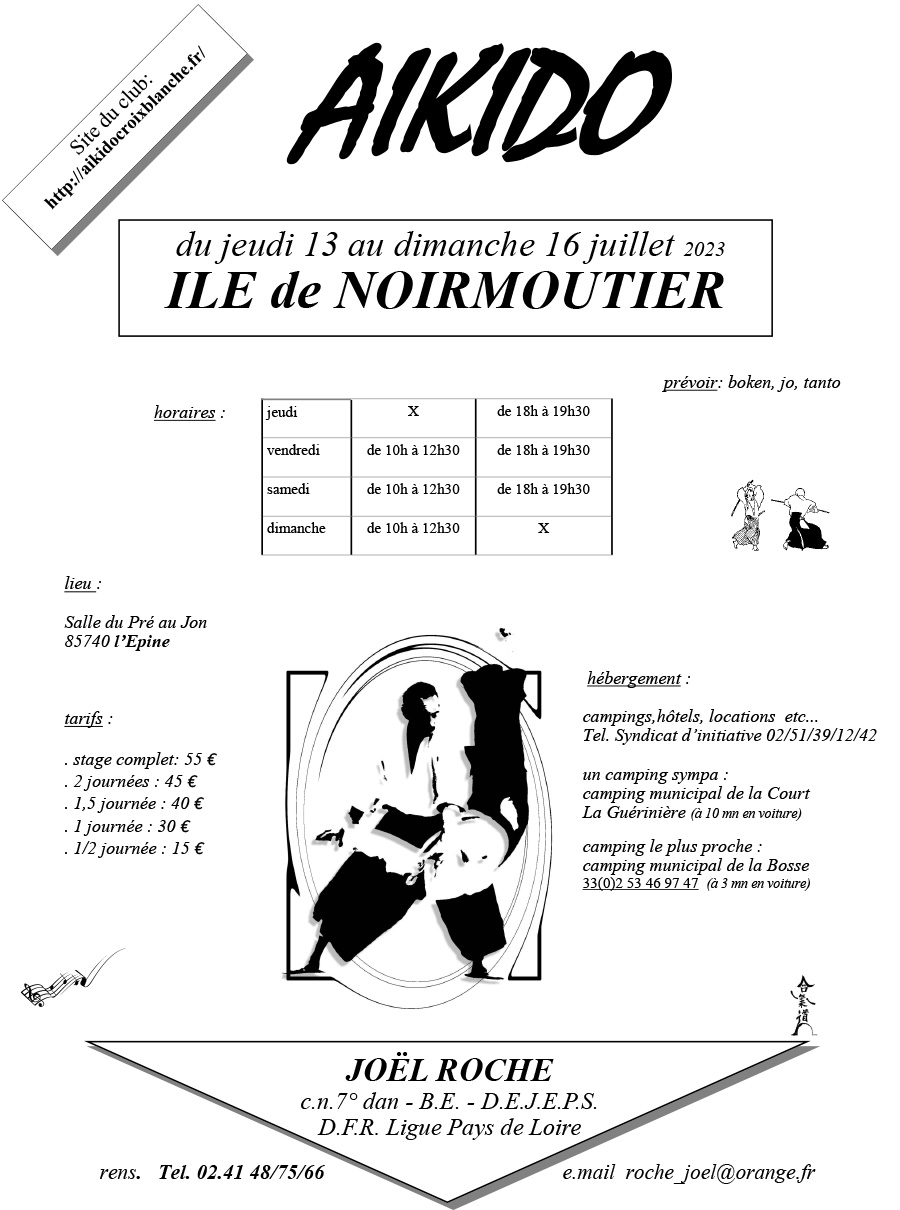 Stage ILE de NOIRMOUTIER animé par JOËL ROCHE