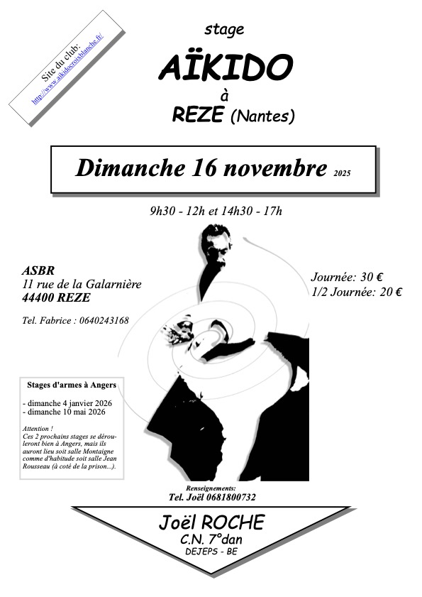 Affiche Stage d’Aïkido avec Joël Roche – Dimanche 16 novembre 2025
