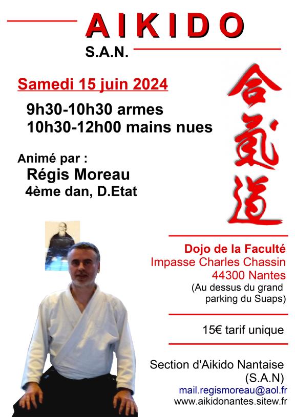 Affiche Stage Aïkido animé par Régis MOREAU