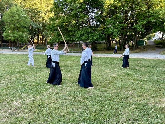 cours d’aïkido en plein air