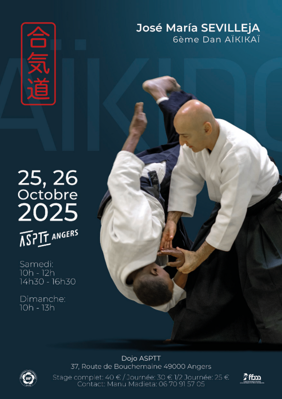 Affiche stage d'Aïkido à Angers animé par José-Maria Sevilleja
