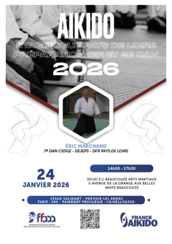 Stage Aïkido Préparation 1er et 2e Dan Ligue Pays de la Loire 2026