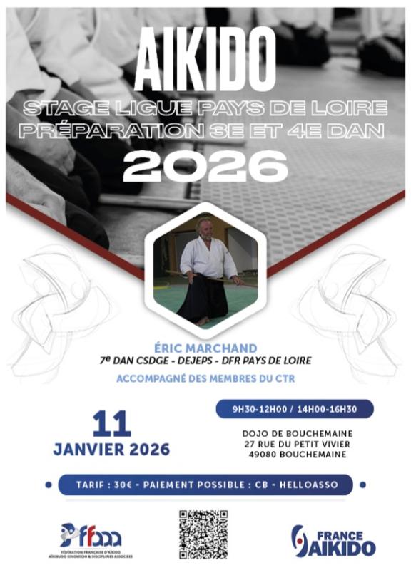Stage Aïkido Préparation 3e et 4e Dan Ligue Pays de la Loire 2026